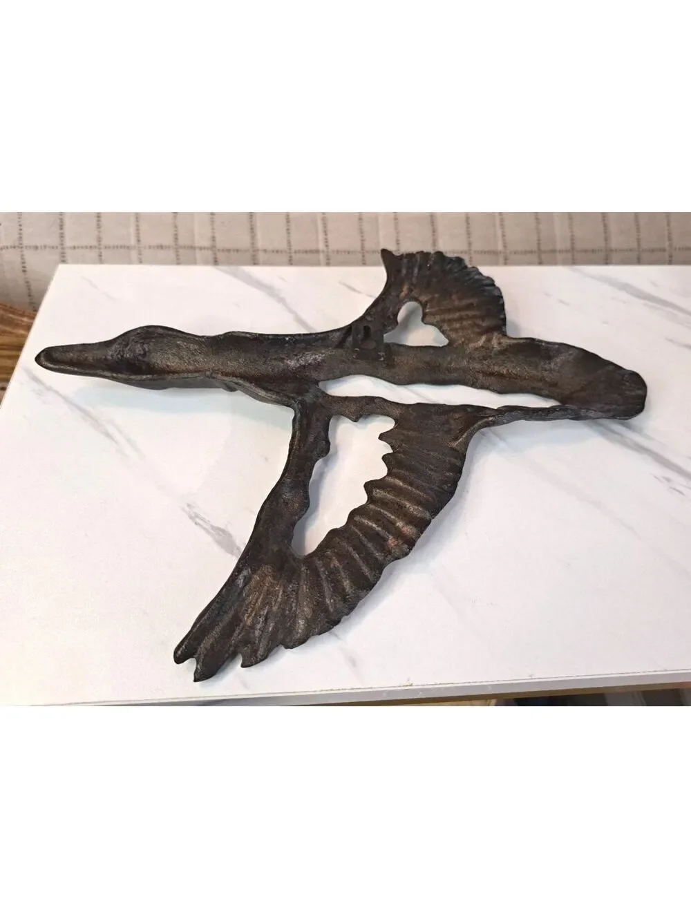 Vintage Cast Iron Wall Mounted Duck in Flight Decorative Accent Piece  11
